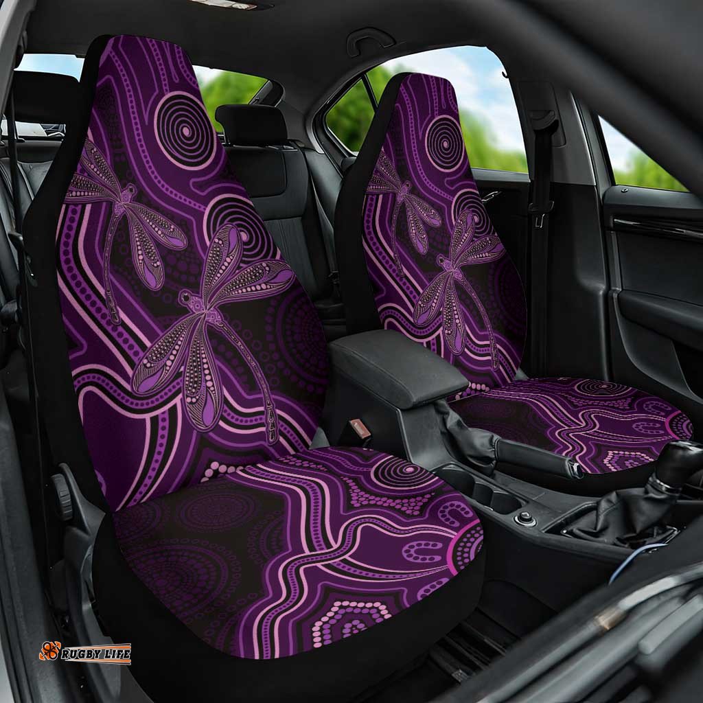 Purple Indigenous Dragonfly Australia Car Seat Cover Aboriginal Art LT14