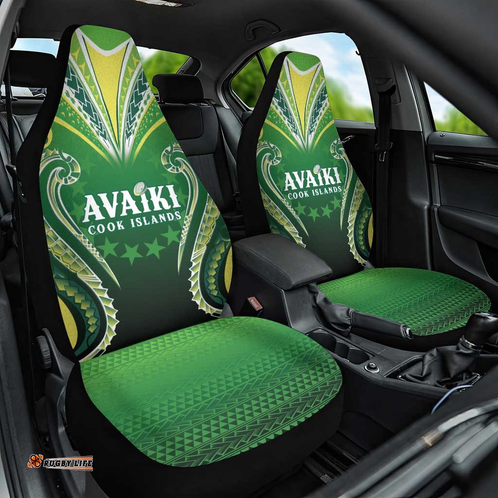 Rugby Cook Islands Avaiki Car Seat Cover Green Kuki Airani Tribal Maori Inspired LT9