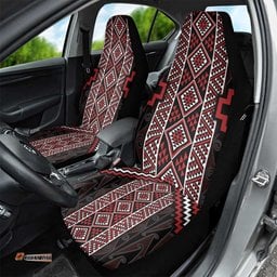 Red Tukutuku Pattern Aotearoa Car Seat Cover Niho Taniwha and Puhoro Motifs LT7