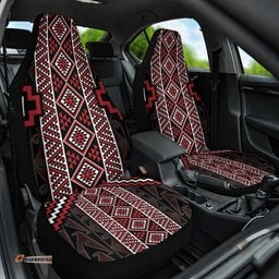 Red Tukutuku Pattern Aotearoa Car Seat Cover Niho Taniwha and Puhoro Motifs LT7