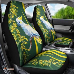 White Cockatoo and Golden Wattle Car Seat Cover Australian Native Bird LT9
