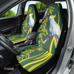 White Cockatoo and Golden Wattle Car Seat Cover Australian Native Bird LT9