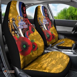 West Eagles ANZAC Personalised Car Seat Cover Lest We Forget Poppy Camo LT9