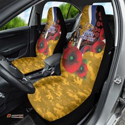 West Eagles ANZAC Personalised Car Seat Cover Lest We Forget Poppy Camo LT9