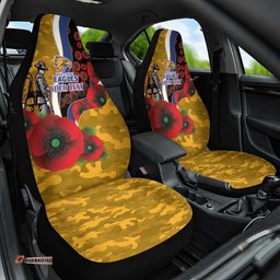 West Eagles ANZAC Personalised Car Seat Cover Lest We Forget Poppy Camo LT9