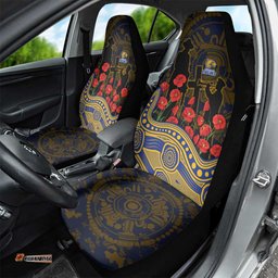 West Coast Eagles ANZAC Day Car Seat Cover Indigenous Dot Art with Poppy Flower Tribute TS04
