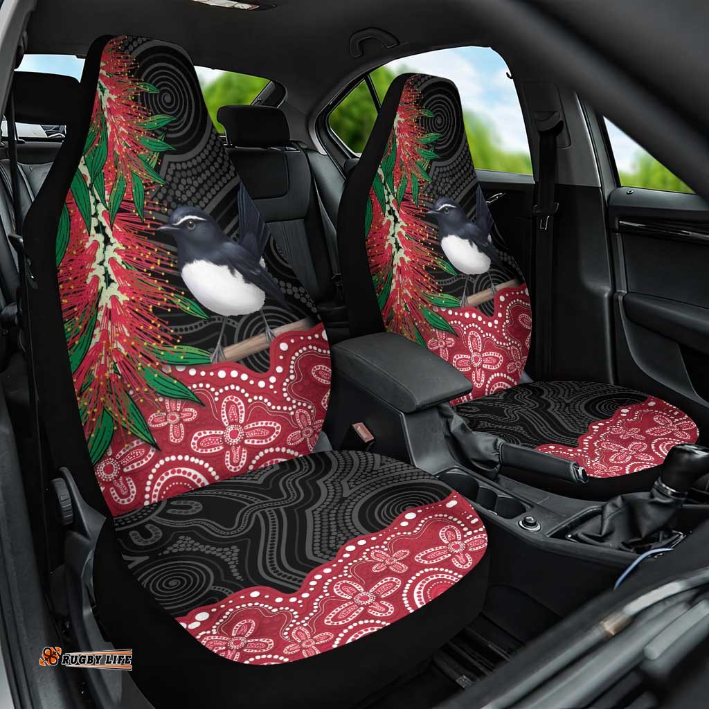 Willie wagtail Australia Car Seat Cover Aussie Bottlebrushes Aboriginal Art LT14