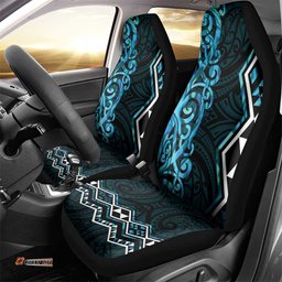 Turquoise Aotearoa Car Seat Cover Taniko Motifs With Paua Shell Kowhaiwhai LT14