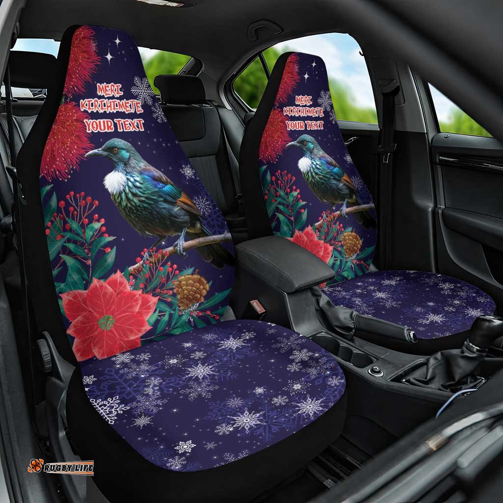 Tui Meri Kirihimete Personalised Car Seat Cover Pohutukawa Flowers Blue Motif LT9