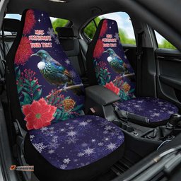 Tui Meri Kirihimete Personalised Car Seat Cover Pohutukawa Flowers Blue Motif LT9