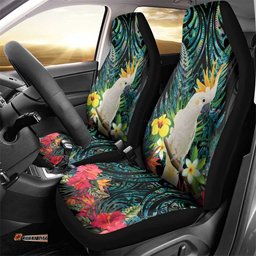 Sulphur-crested Cockatoo New Zealand Car Seat Cover Paua Shell Aotearoa Maori Tropical Flowers LT14