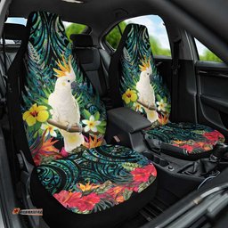 Sulphur-crested Cockatoo New Zealand Car Seat Cover Paua Shell Aotearoa Maori Tropical Flowers LT14