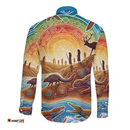 Aboriginal Dreamtime Animals Stories Long Sleeve Button Shirt LT9