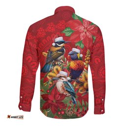 Aussie Native Bird Long Sleeve Button Shirt Aboriginal Inspired Christmas LT9