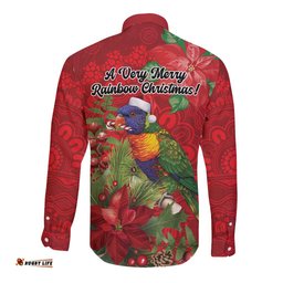 Aussie Rainbow lorikeet Long Sleeve Button Shirt Aboriginal Inspired Christmas LT9