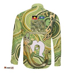 2026 NAIDOC Week 50 Years Deadly Long Sleeve Button Shirt Flows of Time LT7