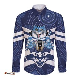 AFL Cats Football Personalised Long Sleeve Button Shirt Final Geelong Premiers Trophy Aboriginal LT14
