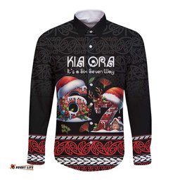 Aotearoa Six Seven Personalized Long Sleeve Button Shirt New Zealand Funny Christmas LT9