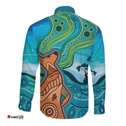 Aussie Aurora Borealis Aboriginal Art Long Sleeve Button Shirt LT7