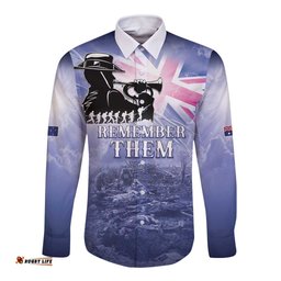Australia ANZAC Day Long Sleeve Button Shirt Battle Of Passchendaele Remember Them LT05