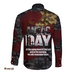 Australia ANZAC Day Long Sleeve Button Shirt We Will Remember Them Poppy Camouflage LT14