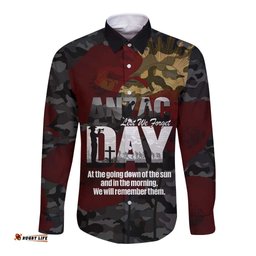Australia ANZAC Day Long Sleeve Button Shirt We Will Remember Them Poppy Camouflage LT14