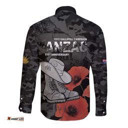 Australia 1915 Gallipoli ANZAC Long Sleeve Button Shirt 111th Anniversary Army Boots And Slouch Hat LT14