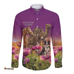 ANZAC Day Long Sleeve Button Shirt Lest We Forget The Animals Of War LT15