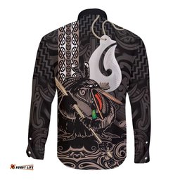 Aotearoa Hei Matau Long Sleeve Button Shirt Haka Kiwi Mix Maori Mangopare LT14