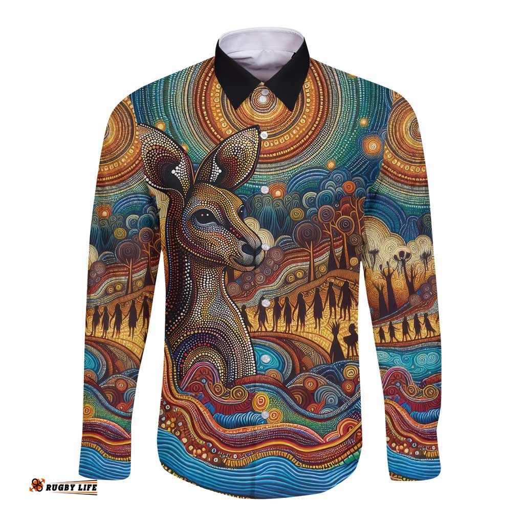 Aboriginal Dreamtime Stories Land Long Sleeve Button Shirt LT9