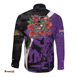 Australia ANZAC Day Long Sleeve Button Shirt Animals of War - Lest We Forget LT7