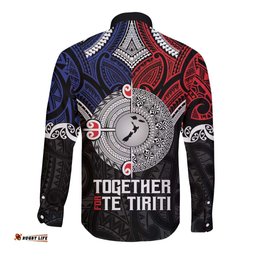 Aotearoa and Samoa Mo Te Tiriti Long Sleeve Button Shirt Tangata Moana Stand with Tangata Whenua LT9