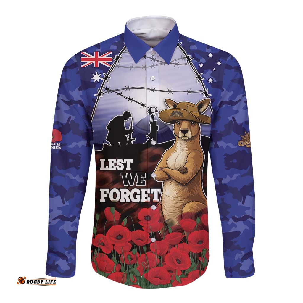 ANZAC Day Long Sleeve Button Shirt Lest We Forget DT05
