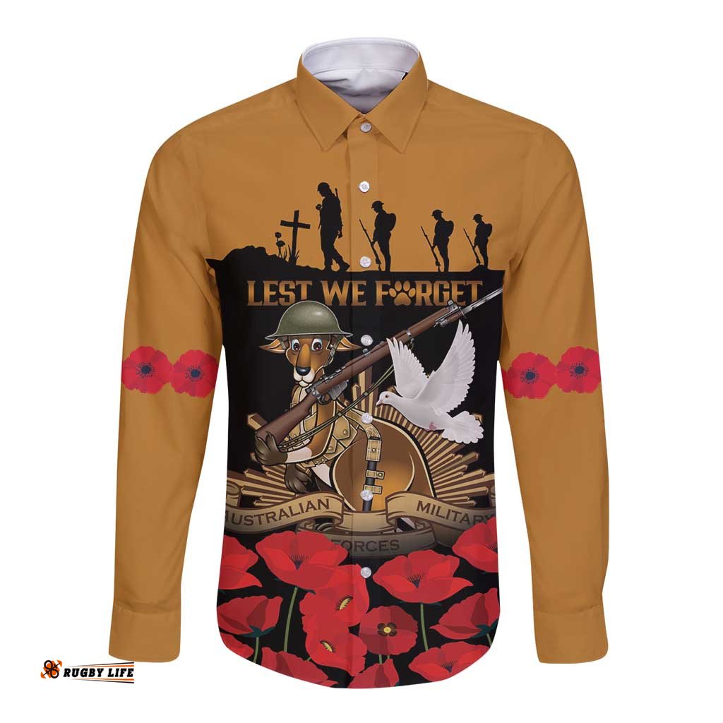 Australia ANZAC Day Personalised Long Sleeve Button Shirt Honouring The Animals That Served LT9