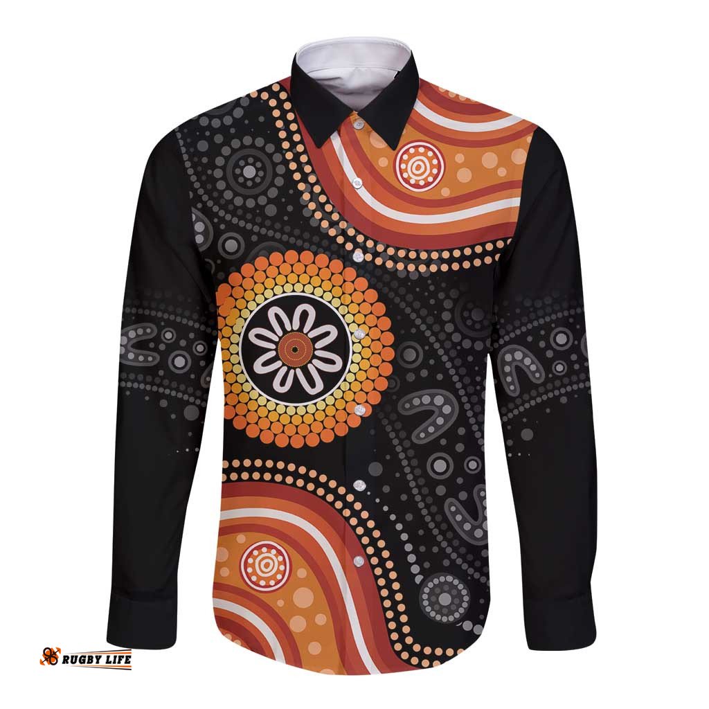 Australia Aboriginal Art Long Sleeve Button Shirt Indigenous Proud LT14