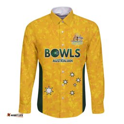 Australian Lawn Bowls Custom Long Sleeve Button Shirt Aussie Minimalist Style LT9