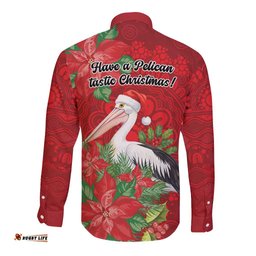 Australian Pelican Long Sleeve Button Shirt Aboriginal Inspired Christmas LT9