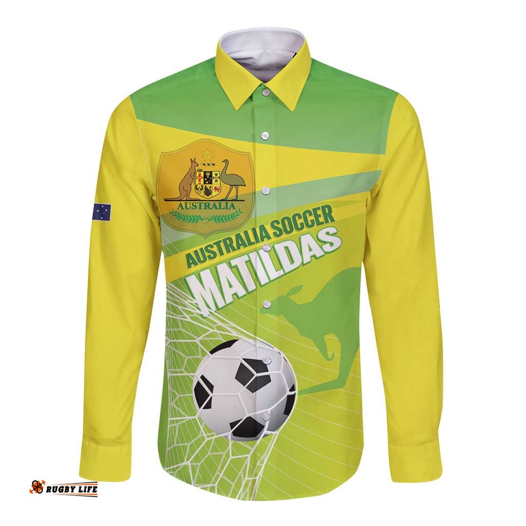 Custom Australia Soccer 2026 Long Sleeve Button Shirt Come On Matildas LT14