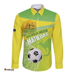 Custom Australia Soccer 2026 Long Sleeve Button Shirt Come On Matildas LT14