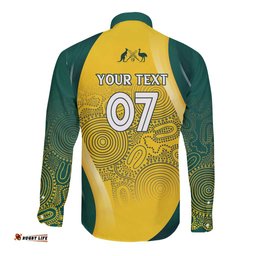 Australia Cricket Custom Indigenous Long Sleeve Button Shirt Aboriginal Arts GO Aussie LT7