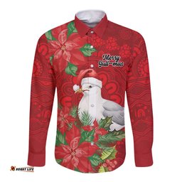 Australian Silver Gull Long Sleeve Button Shirt Aboriginal Inspired Christmas LT9