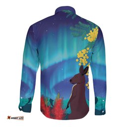 Australia Northern Lights Scenery Long Sleeve Button Shirt LT7