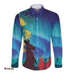 Australia Northern Lights Scenery Long Sleeve Button Shirt LT7