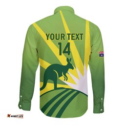 Custom Australia Cricket Long Sleeve Button Shirt Go Champions Aussies LT14