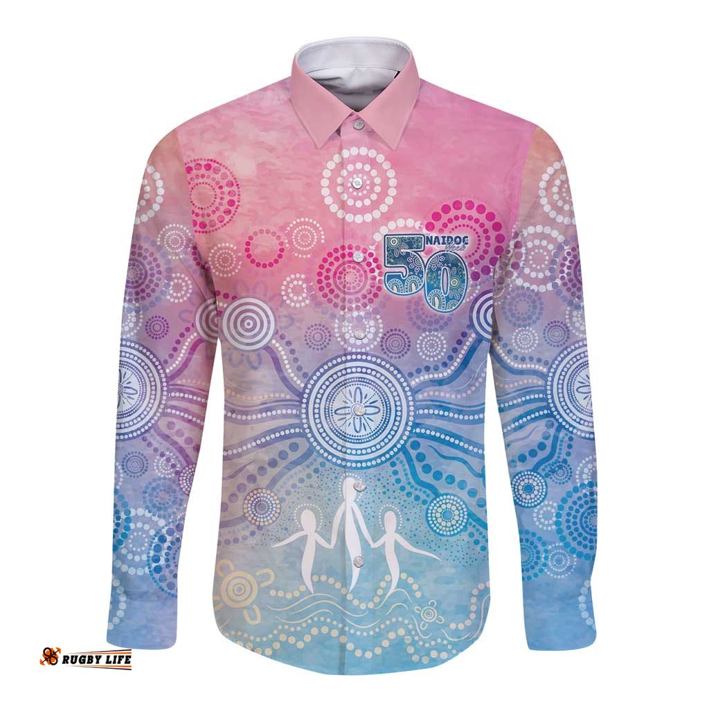 Australia NAIDOC Week 2026 50 Years Deadly Long Sleeve Button Shirt Celestial Glows LT7