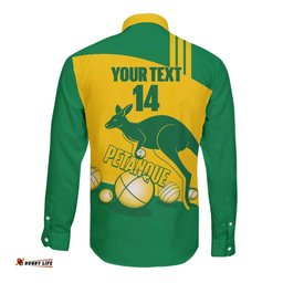 Custom Australia Petanque Long Sleeve Button Shirt Aussie Kangaroo Bouleroos National Color LT14