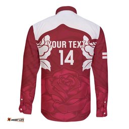 Custom England Rugby 2025 Long Sleeve Button Shirt Go Champions Red Rose LT14