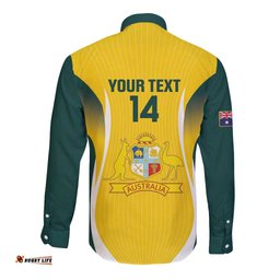 Custom Australia Cricket Long Sleeve Button Shirt Go Champions Aussie LT14