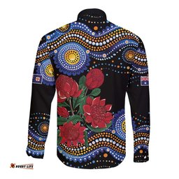 Australia New South Wales Waratahs Long Sleeve Button Shirt Aboriginal Dot Art LT9
