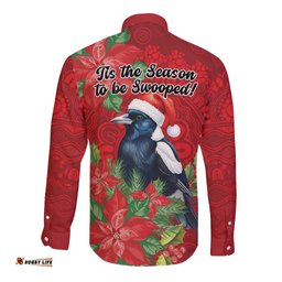 Australian Magpie Long Sleeve Button Shirt Aboriginal Inspired Christmas LT9